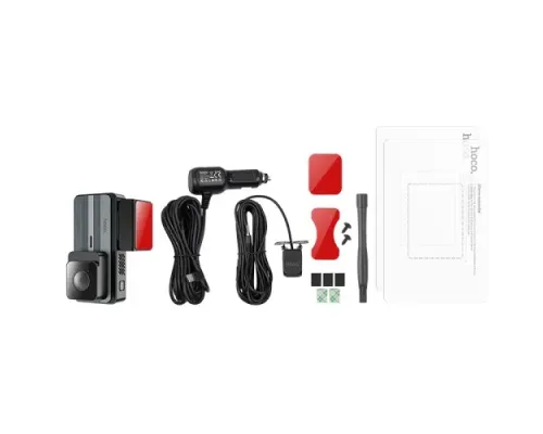 Відеореєстратор HOCO DV12 driving recorder 2K display GPS(with rear camera) Gray mag-6942007640176144409