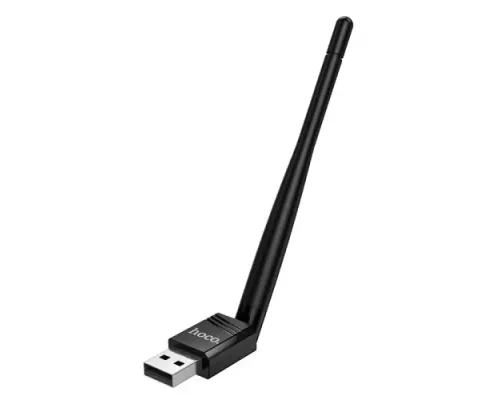 Адаптер Wi-Fi HOCO HI37 WiFi4 USB external antenna wireless network card Black mag-6942007673044153720