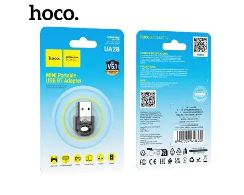 Адаптер Bluetooth HOCO UA28 USB BT adapter transparent black mag-6942007618335146724