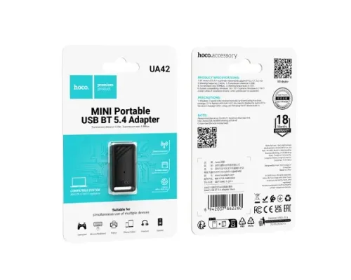 Адаптер Bluetooth HOCO UA42 USB BT 5.4 adapter Black mag-6942007662260153099