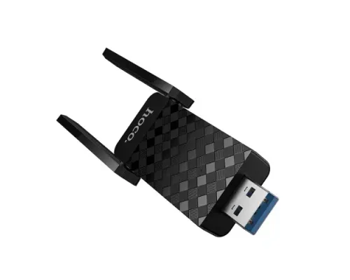 WiFi-роутер HOCO HI34 WiFi6 USB external dual antenna wireless network card чорний mag-6942007659680145305