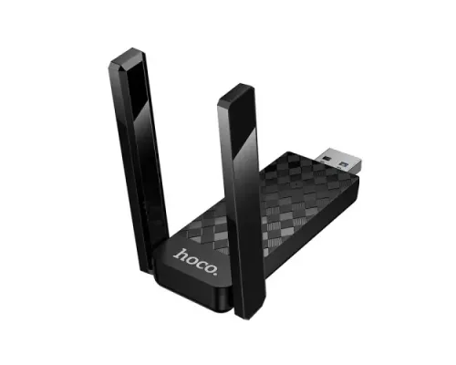 WiFi-роутер HOCO HI34 WiFi6 USB external dual antenna wireless network card чорний mag-6942007659680145305