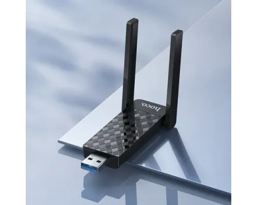WiFi-роутер HOCO HI34 WiFi6 USB external dual antenna wireless network card чорний mag-6942007659680145305