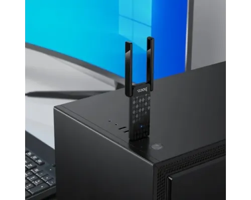 WiFi-роутер HOCO HI34 WiFi6 USB external dual antenna wireless network card чорний mag-6942007659680145305