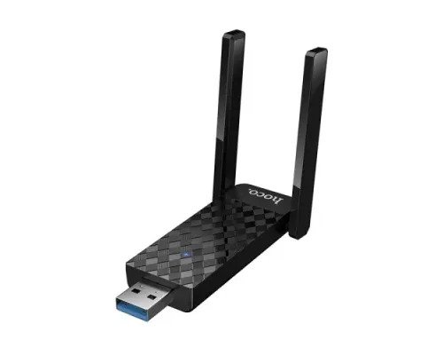 WiFi-роутер HOCO HI34 WiFi6 USB external dual antenna wireless network card чорний mag-6942007659680145305