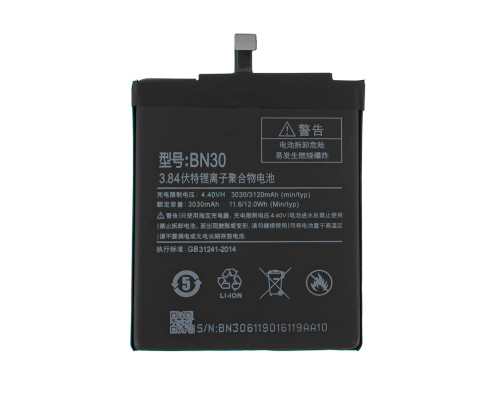 Акумулятор (батарея) для смартфона (телефону) Xiaomi Redmi 4A, BN30, 3.84V 3120mAh (China Original) NBB-134342