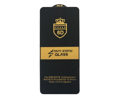 Захисне скло 6D Anti-static for Xiaomi Redmi Note 12 Pro чорне тех пак mag-2000001439906100051