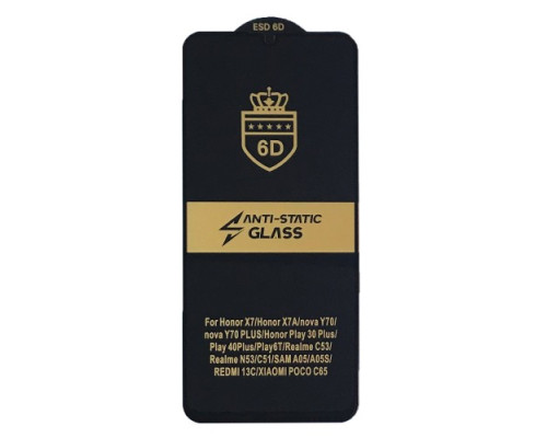 Захисне скло 6D Anti-static for Xiaomi Redmi 13C/Poco M6 5G/Poco C65 чорне тех упаковка mag-2000001491782100166