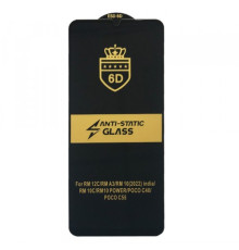 Захисне скло 6D Anti-static for Xiaomi Redmi 10C/12C/Poco C40 чорне тех упаковка mag-200000138944736268