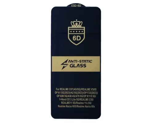 Захисне скло 6D Anti-static for OPPO A3/A3x чорне тех. пак. mag-2000001576939144354