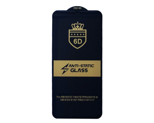 Захисне скло 6D Anti-static for Xiaomi Redmi Note 7 чорне тех. пак. mag-20000012507925968
