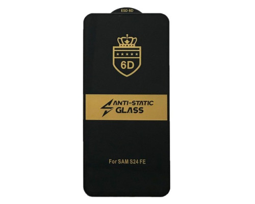 Захисне скло 6D Anti-static for Samsung S24 FE чорне тех упаковка mag-2000001552971133581