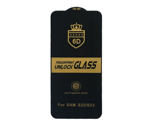 Захисне скло 6D Anti-static for Samsung S22 чорне тех пак mag-200000145425158601