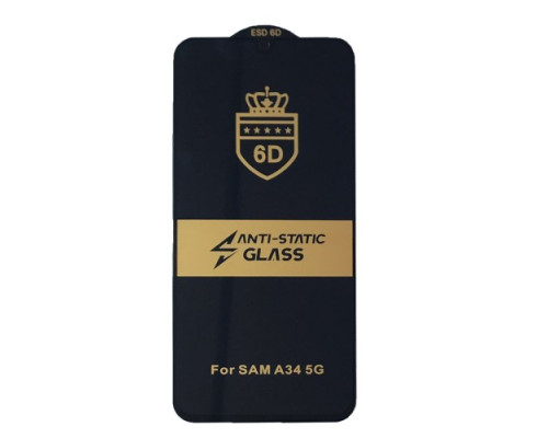 Захисне скло 6D Anti-static for Samsung A34 5G (A346) чорне тех пак mag-200000145423732749