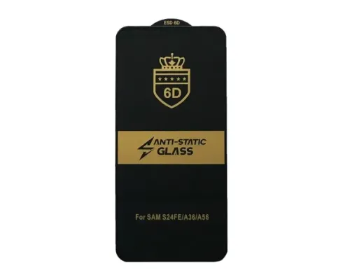 Захисне скло 6D Anti-static for Samsung S25 FE/ S24 FE/A36/A56 чорне тех упаковка mag-2000001635216147024