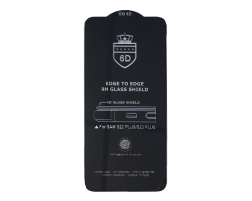 Захисне скло 6D Anti-static for Samsung S22 Plus чорне тех пак mag-200000145426858602