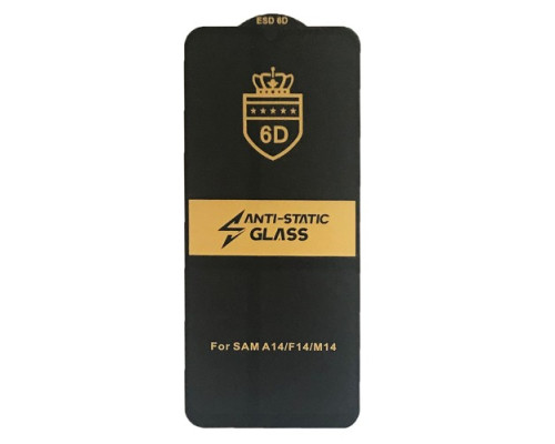 Захисне скло 6D Anti-static for Samsung A14/A14 5G/M14 чорне тех пак mag-2000001439852103508