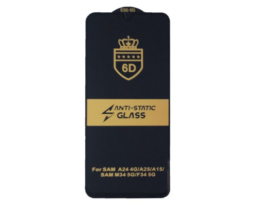 Захисне скло 6D Anti-static for Samsung A15/A25/M15 чорне тех упаковка mag-2000001491751100164