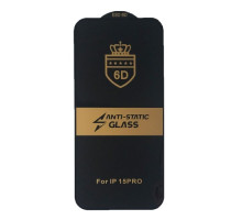 Захисне скло 6D Anti-static for iPhone 15 Pro чорне тех пак mag-2000001459799143025