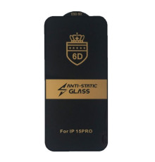 Захисне скло 6D Anti-static for iPhone 15 Pro чорне тех пак mag-2000001459799143025