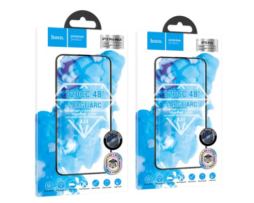 Захисне скло HOCO A34 9D Large Arc dustproof for iPhone 15 ProMax Black mag-6942007607469138249