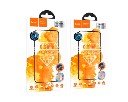 Захисне скло HOCO A34 Slim Full screen HD (Ultra Slim 0,2mm) for iPhone 16 Black mag-694200763702261960