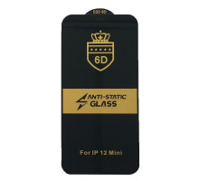 Захисне скло 6D Anti-static for iPhone 12 mini (5.4'') чорне тех. пак. mag-2000001250952141768