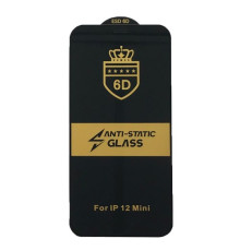Захисне скло 6D Anti-static for iPhone 12 mini (5.4'') чорне тех. пак. mag-2000001250952141768