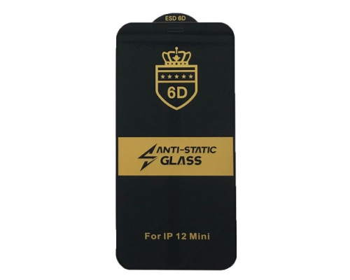 Захисне скло 6D Anti-static for iPhone 12 mini (5.4'') чорне тех. пак. mag-2000001250952141768
