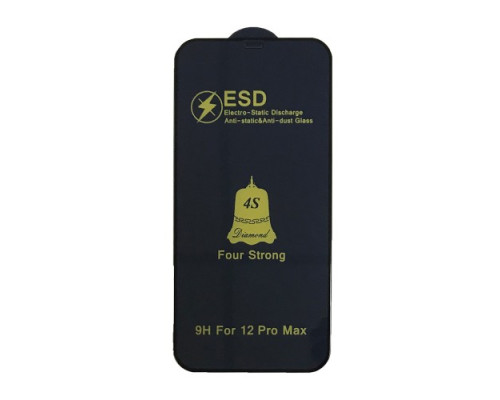 Захисне скло ESD 4S (anti-static) for iPhone 12 Pro Max чорне тех. пак. mag-200000135266343864