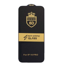 Захисне скло 6D Anti-static for iPhone 16 Pro/iPhone 17 чорне тех пак mag-200000153543151044