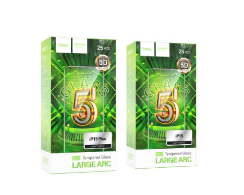 Захисне скло HOCO G12 Full screen HD 5D large arc for iPhone 15 Plus 20+5 mag-694200760736054003