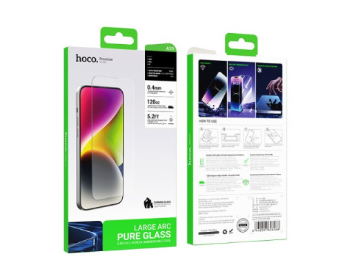 Захисне скло HOCO A35 Corning original large arc edge tempered glass for iP15 Plus mag-694200760824434035