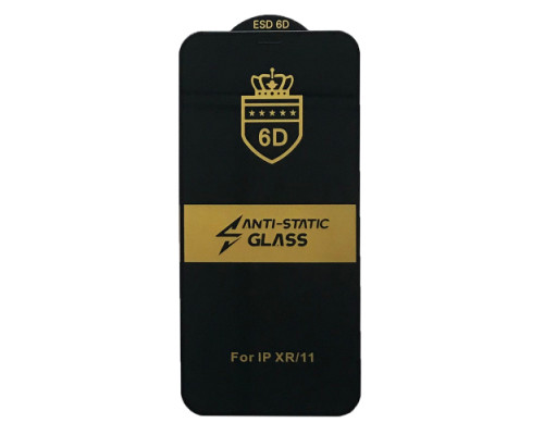 Захисне скло 6D Anti-static for iPhone XR/11 чорне тех. пак. mag-20000012505945940