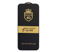 Захисне скло 6D Anti-static for iPhone 16 Plus чорне тех пак mag-200000153544851045