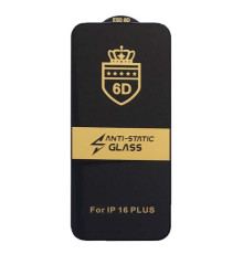 Захисне скло 6D Anti-static for iPhone 16 Plus чорне тех пак mag-200000153544851045