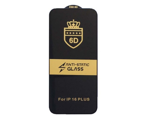 Захисне скло 6D Anti-static for iPhone 16 Plus чорне тех пак mag-200000153544851045