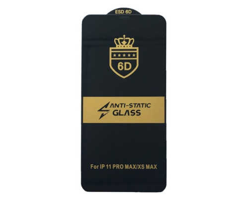 Захисне скло 6D Anti-static for iPhone XS Max/11 Pro Max чорне тех. пак. mag-20000012506005941