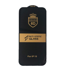Захисне скло 6D Anti-static for iPhone 15 чорне тех пак mag-2000001459782100096
