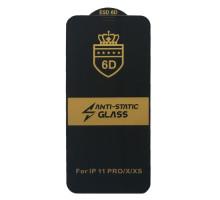 Захисне скло 6D Anti-static for iPhone X/XS/11 Pro чорне тех. пак. mag-20000012506175942