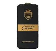Захисне скло 6D Anti-static for iPhone 15 Plus чорне тех пак mag-2000001459805100098