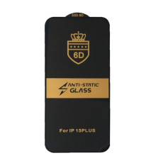 Захисне скло 6D Anti-static for iPhone 15 Plus чорне тех пак mag-2000001459805100098