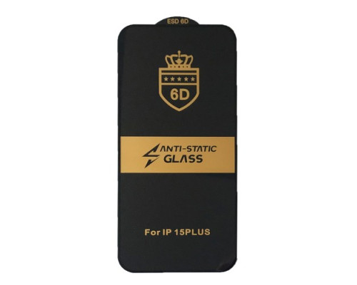 Захисне скло 6D Anti-static for iPhone 15 Plus чорне тех пак mag-2000001459805100098