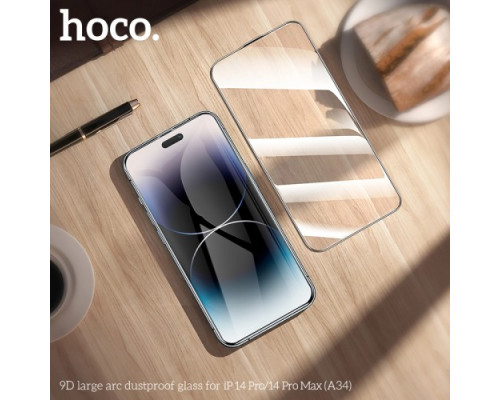 Захисне скло HOCO A34 9D Large Arc dustproof for iPhone 14 Pro Max Black mag-6931474793638133858