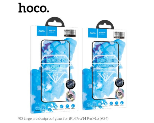 Захисне скло HOCO A34 9D Large Arc dustproof for iPhone 14 Pro Max Black mag-6931474793638133858