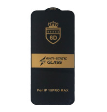 Захисне скло 6D Anti-static for iPhone 15 Pro Max чорне тех пак mag-2000001459812100099