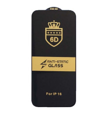 Захисне скло 6D Anti-static for iPhone 16 чорне тех пак mag-2000001535424125083