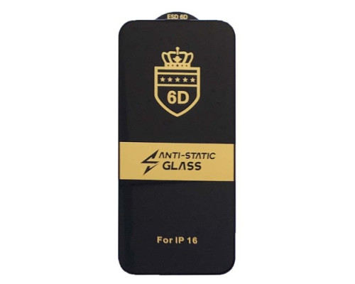 Захисне скло 6D Anti-static for iPhone 16 чорне тех пак mag-2000001535424125083