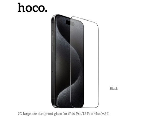 Захисне скло HOCO A34 9D Large Arc dustproof for iPhone 16 Pro Max Black mag-6942007635905140554