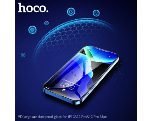 Захисне скло HOCO A34 9D Large Arc dustproof for iPhone 12/12Pro Black mag-6931474793584138638